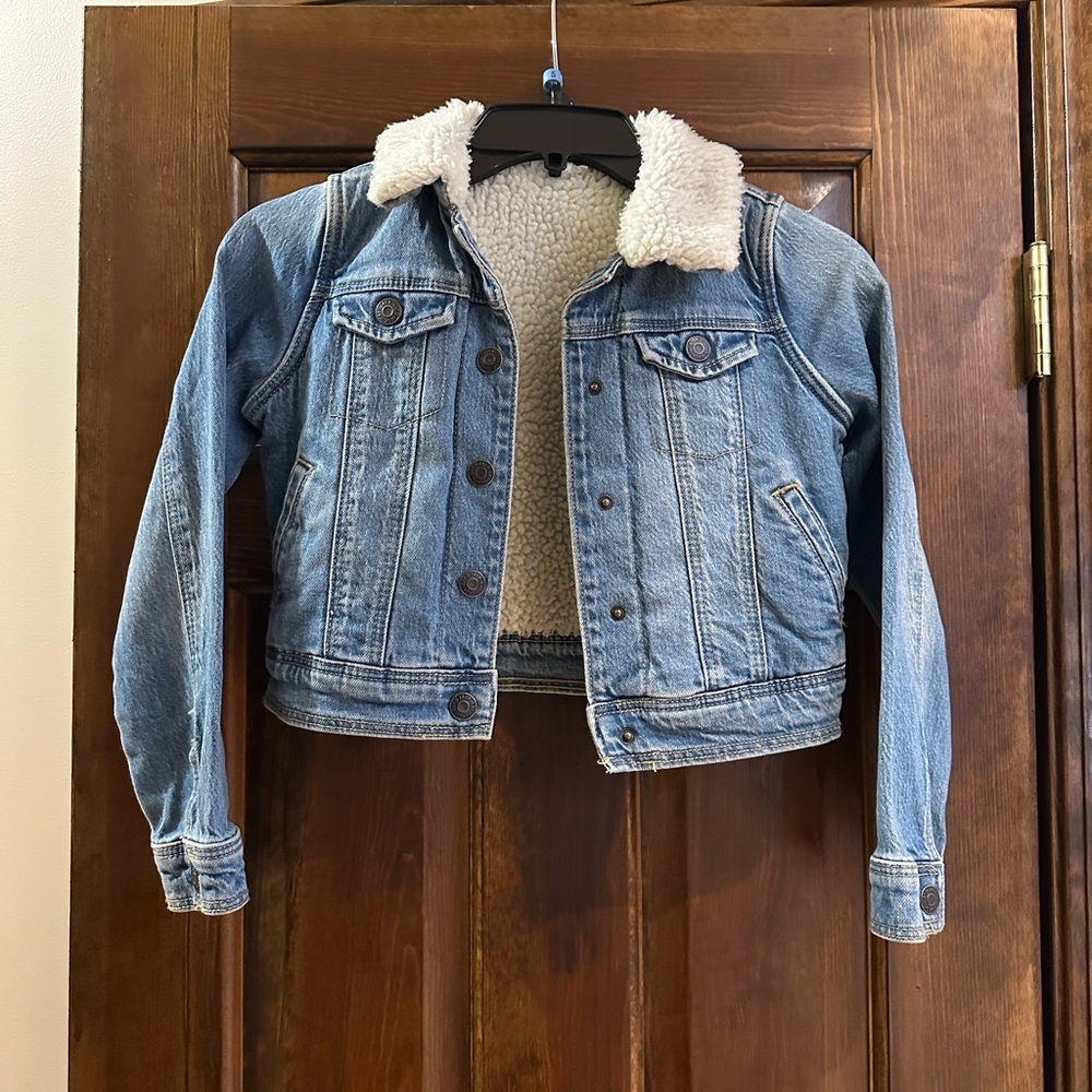 Blue cat & Jack  Denim Jacket with White Sherpa Collar